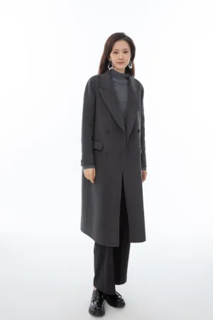 Classic Gray Trench Coat with Blazer-Inspired Collar