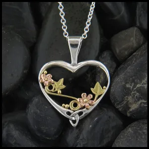 Daisy's Heart Pendant in Silver and Gold