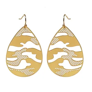 Gold Camouflage Teardrop Earrings