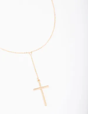 Gold Y-Shape Cross Necklace