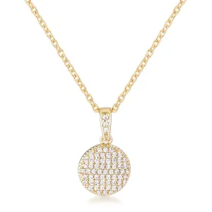 Olva Elegant Gold CZ Disk Pendant