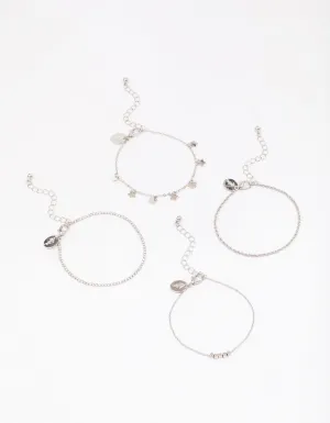 Rhodium Mini Star Bracelet 4-Pack