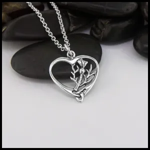 Scottish Thistle Celtic Heart Pendant