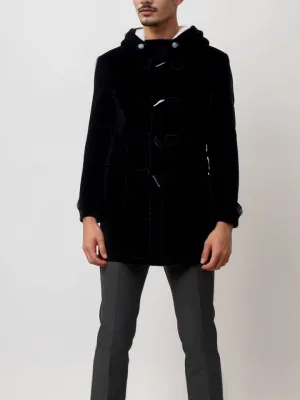 Vegan Wool Duffle Coat with Recycled Vegan Shearling