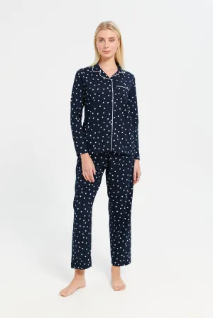 Women Black Printed Classic Pyjama Set (2 Piece)